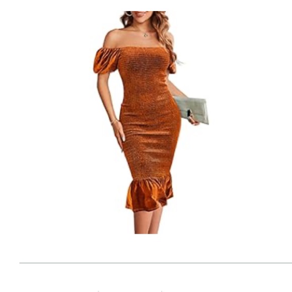 Bodycon Off Shoulder Puff Short Sleeve Mermaid Ruffle Pencil Midi Dress - Xl